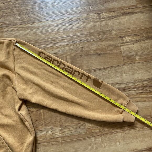 CARHARTT Mens XL Original Fit Yellow Hoodie Sweatshirt Workwear Sleeve Spellout* - Picture 13 of 16